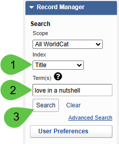 The Basic Search interface with Index and Search Term fields