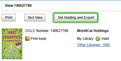 The Set Holding and Export button located in the record action menu