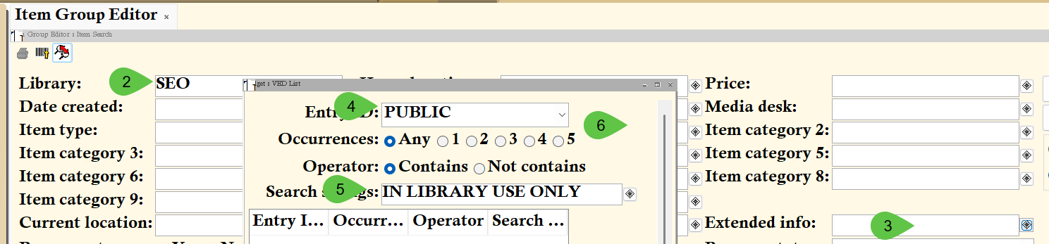 The Extended Info gadget button within the search interface