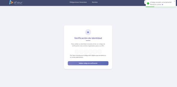 Campos de captura del código de verificación