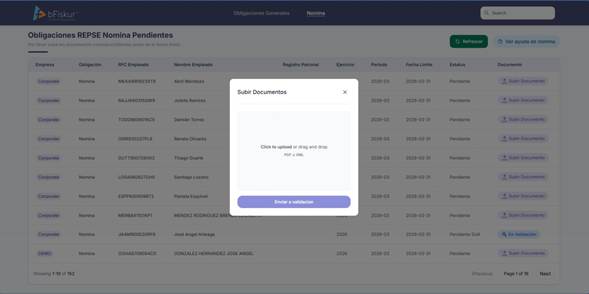 Modal de carga de documentos