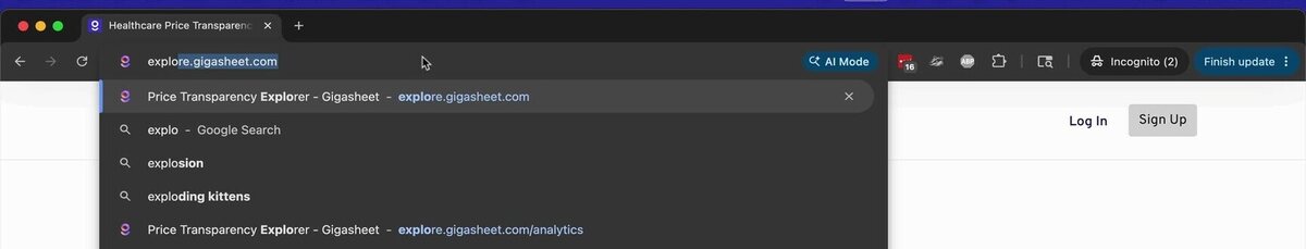 Step 1: Open Gigasheet Explore