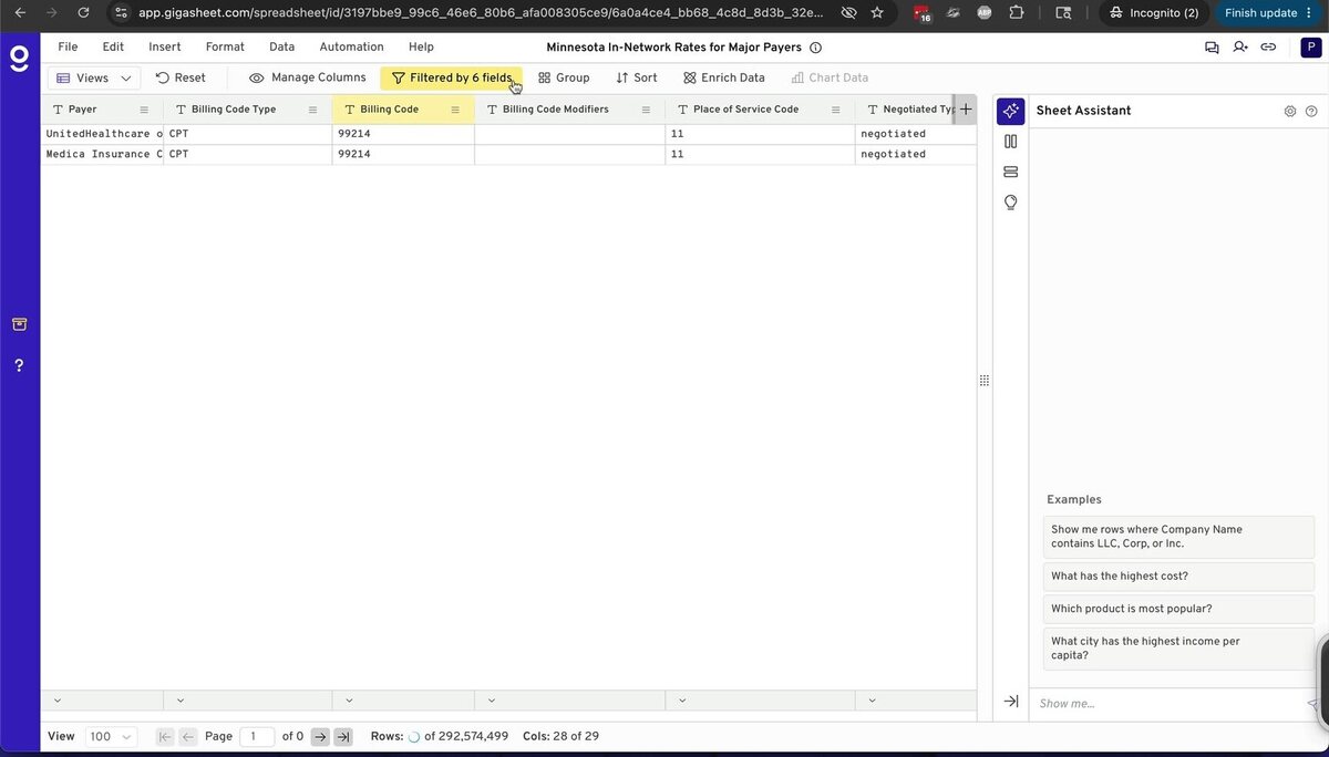 Step 17: Work in the spreadsheet view