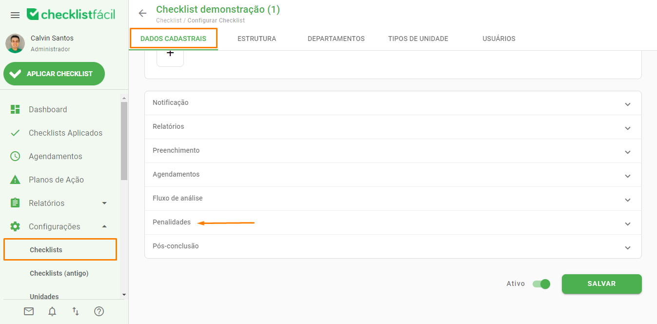 Tela de dados cadastrais