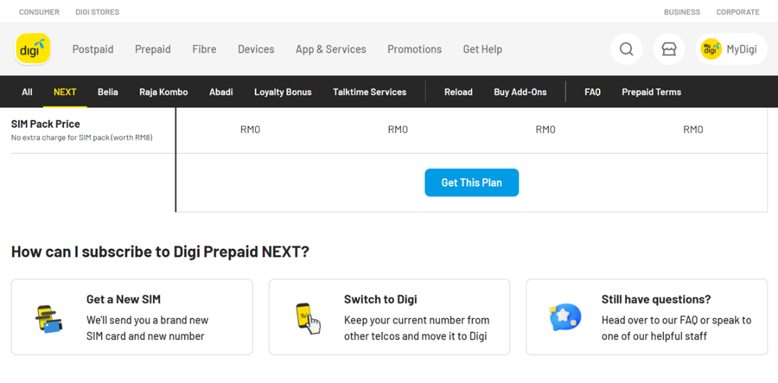 Switching To Digi Prepaid Raja Kombo Plan Help Centre
