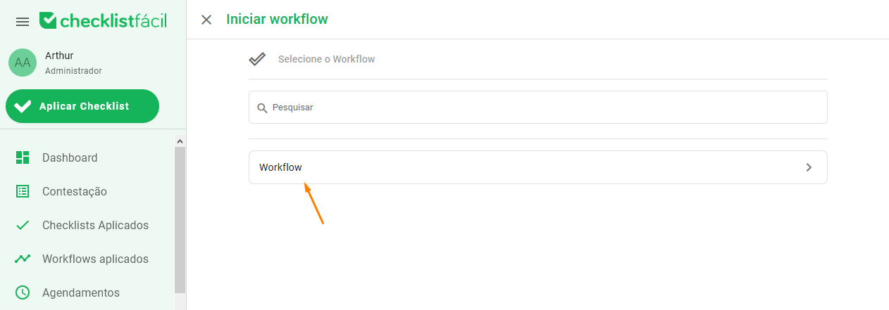 Seleção de Workflow