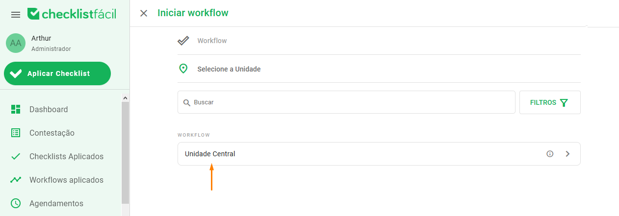 Seleção de Unidade