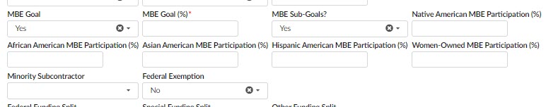 The MBE goal and sub-goal fields.