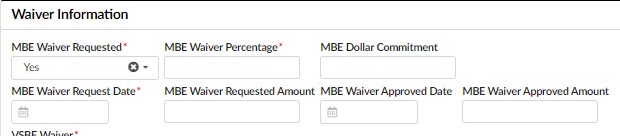 The MBE waiver fields. 