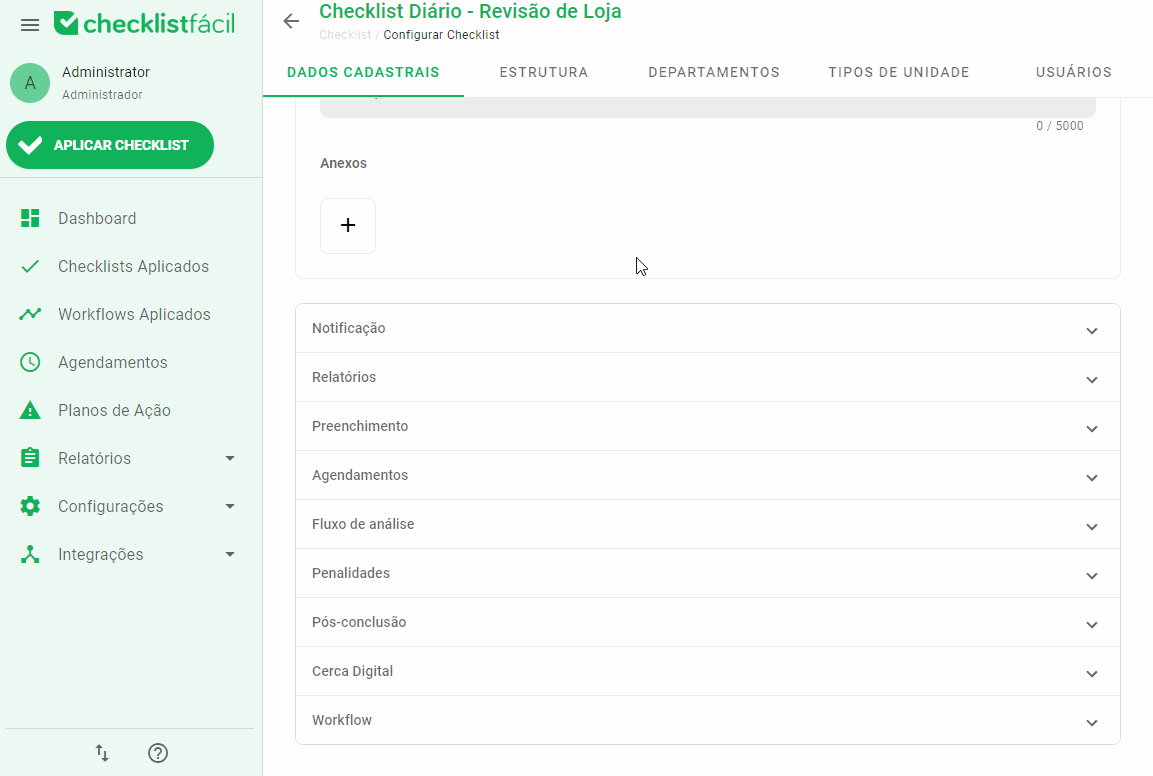 GIF mostrando a configuração de assinatura no sistema
