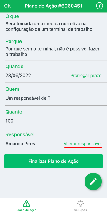 Alteração via aplicativo