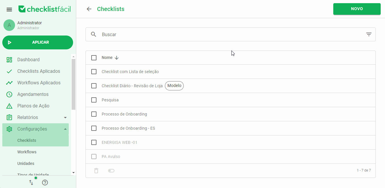 Gif demonstrando o clique no menu de opções e em copiar configurações