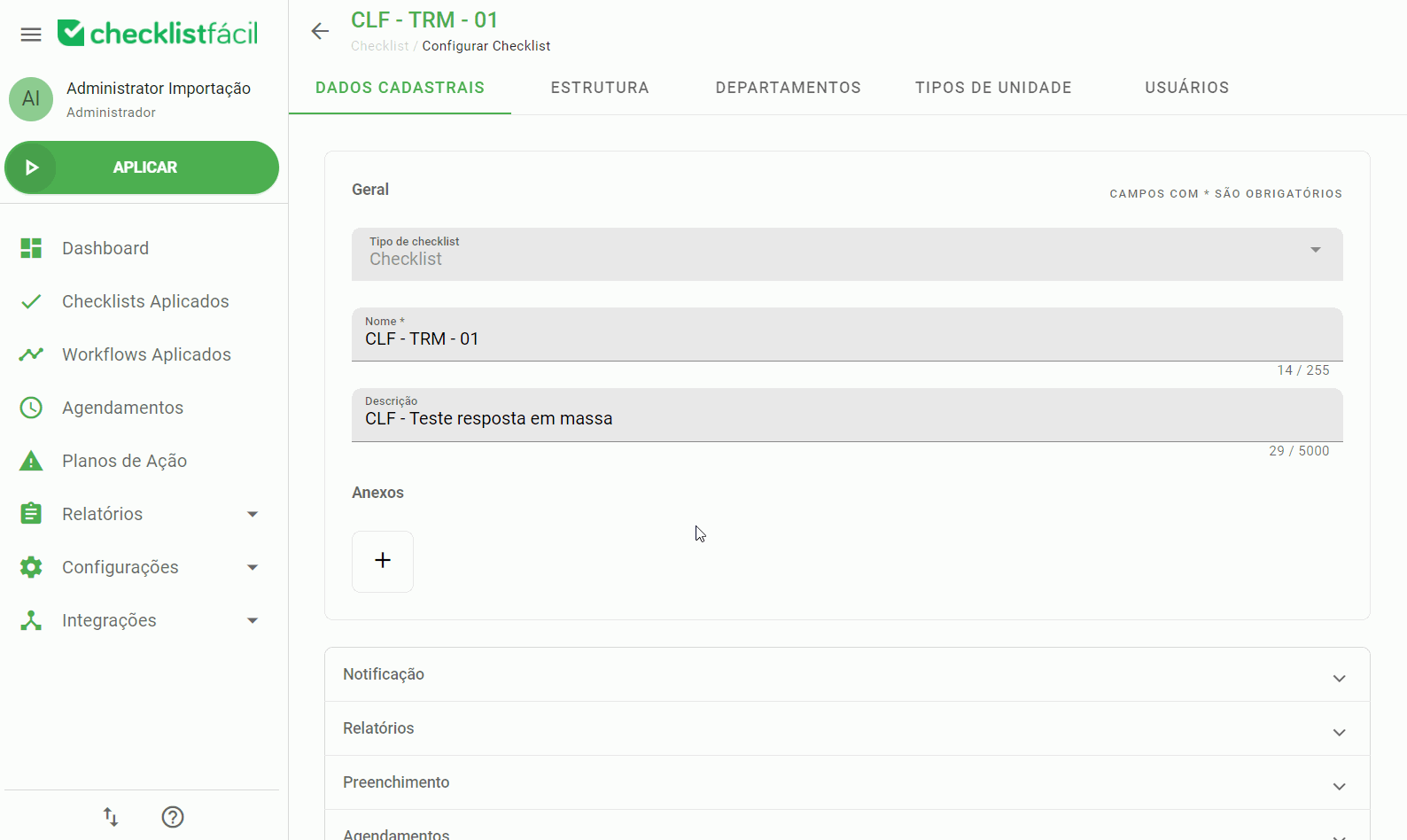 Demonstração de configuração de notificação