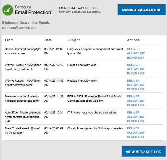 How to Manage Quarantine Emails (Barracuda Networks Email Protection)