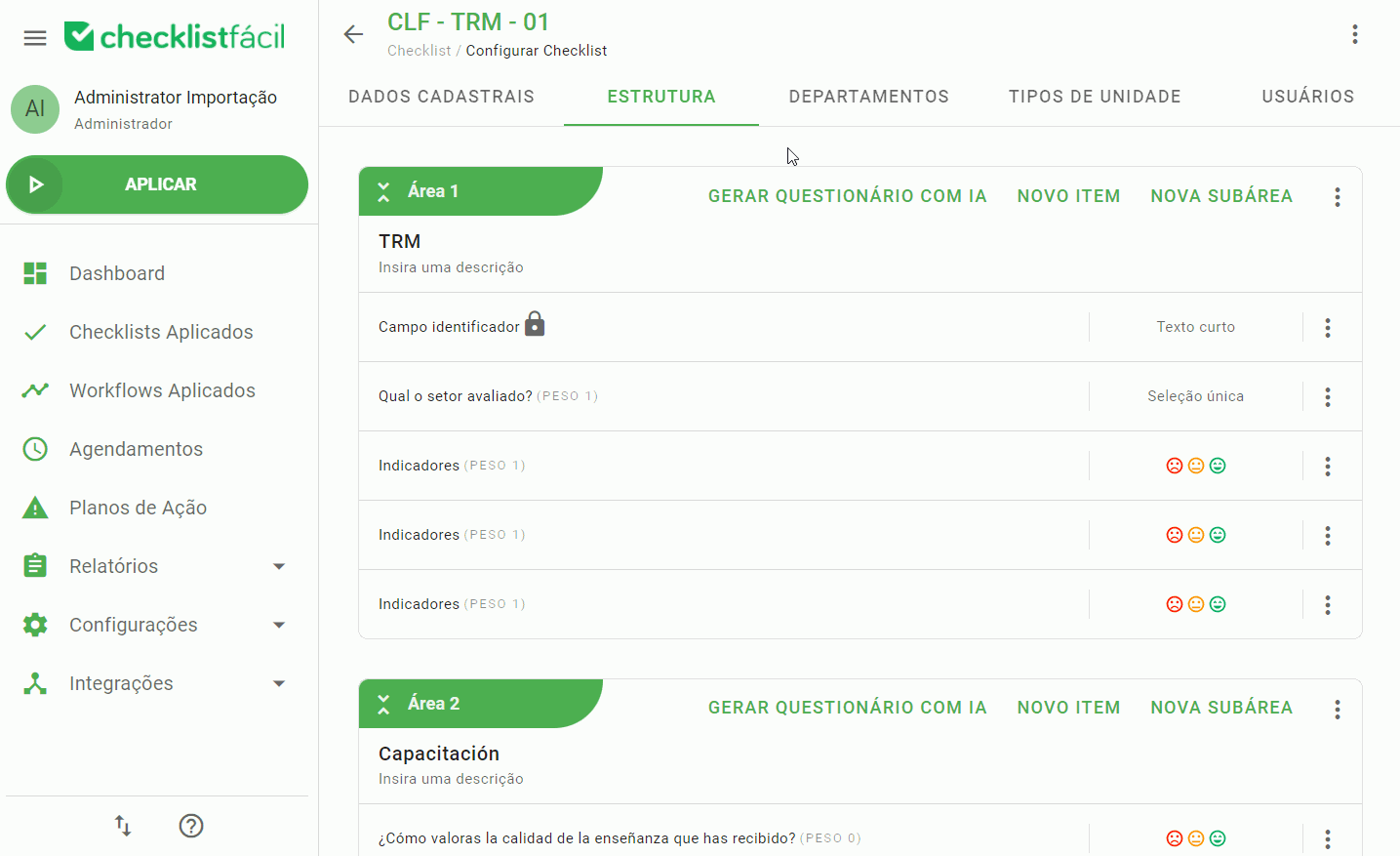 Demonstração da exportação de estrutura