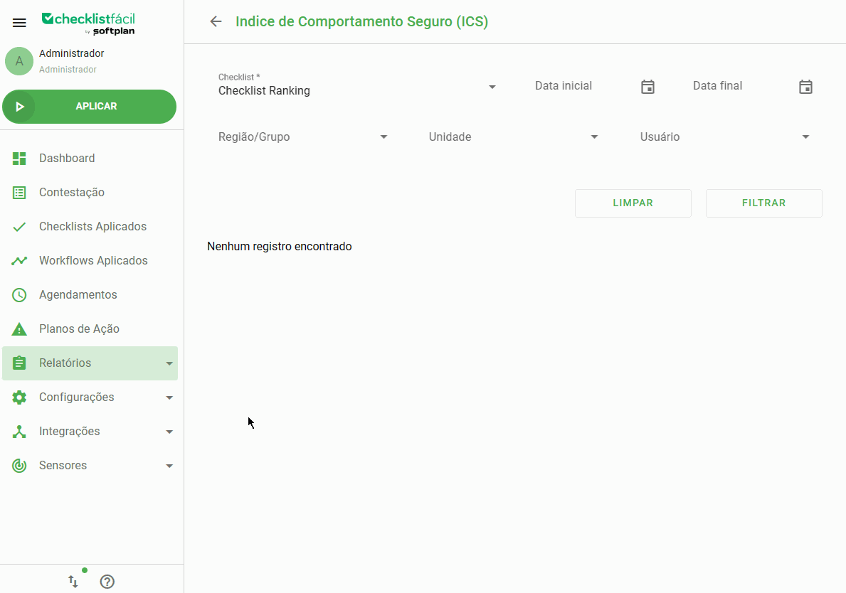 Demonstração de acesso ao relatório ICS