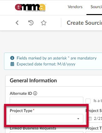 The Project Type field. 