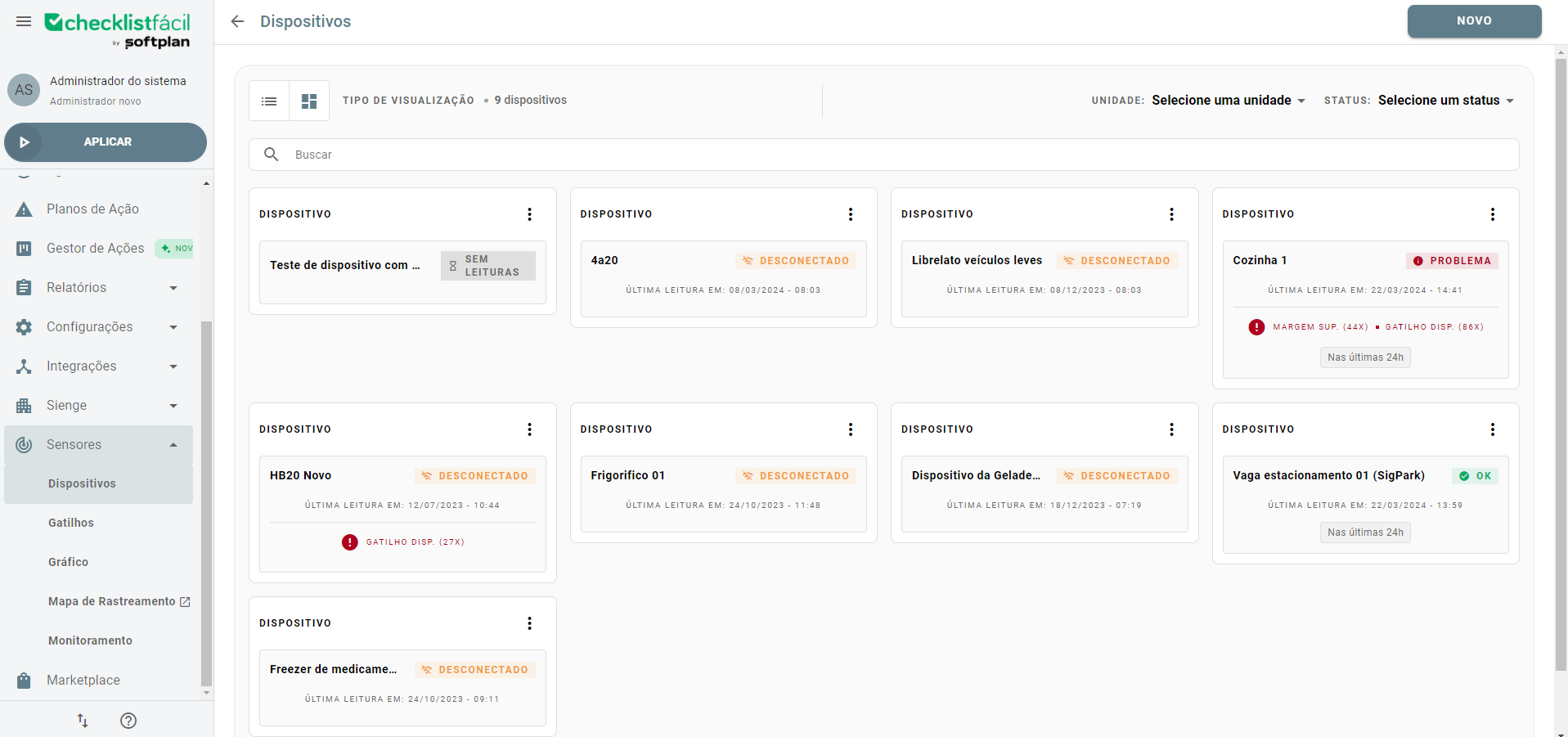 Lista de dispositivos