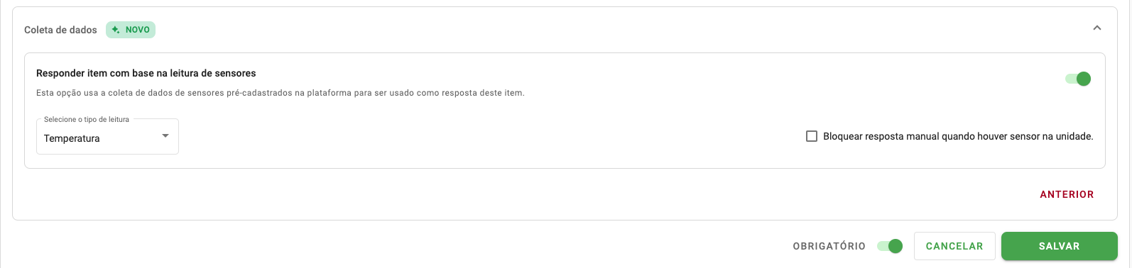 Configuração de coleta de dados