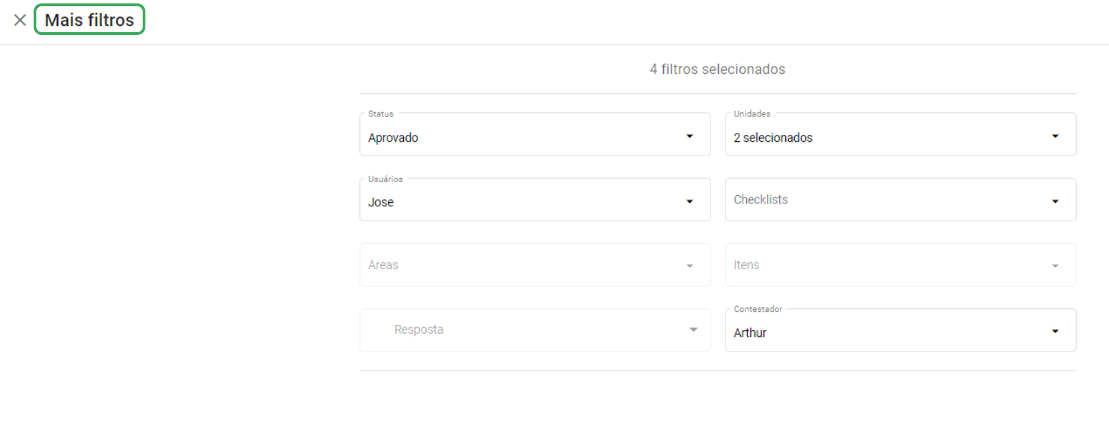 Filtros de Contestação