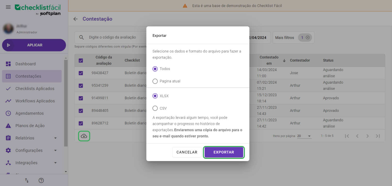 Confirmação por e-mail