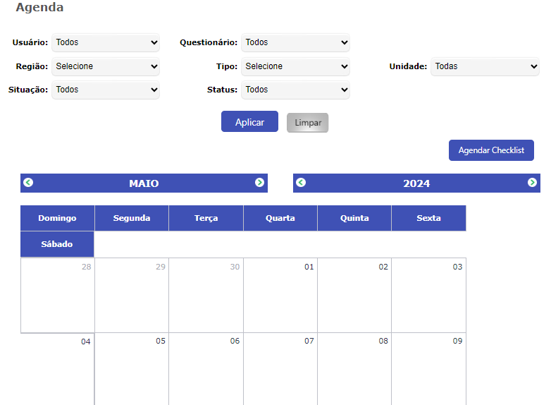 Visualização Calendário