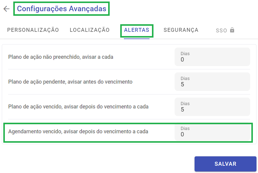 Configuração de Alertas