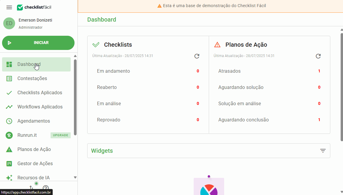 Demonstração da configuração