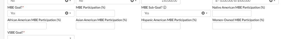 The MBE Sub-goal fields.