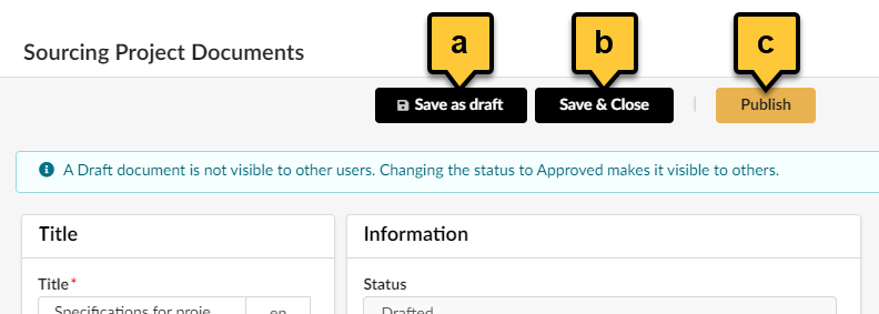 The Save as draft, Save & Close, and Publish buttons.