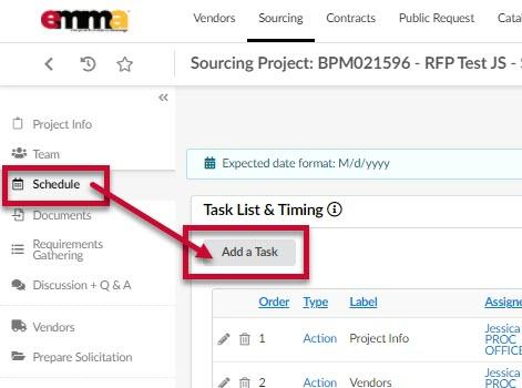 The Schedule tab and the Add a Task button.
