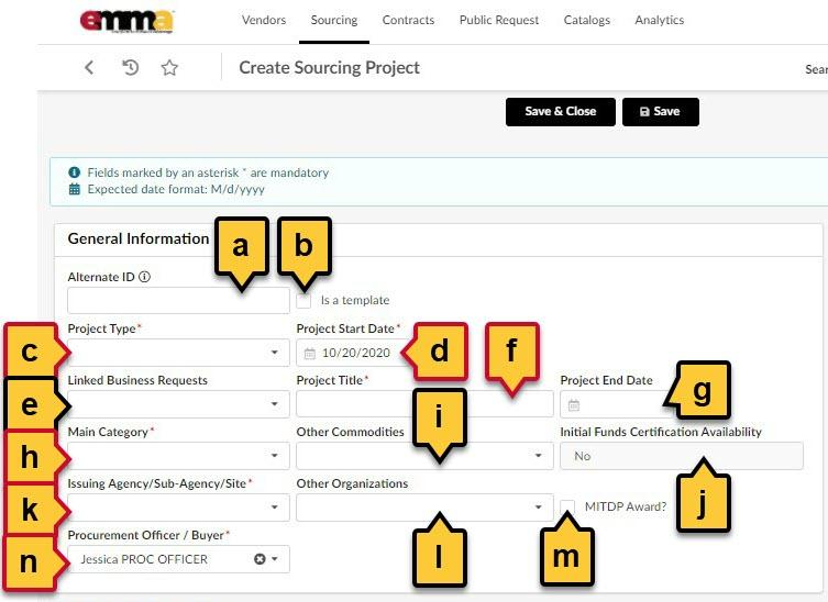 A diagram of the fields in the General Information section.