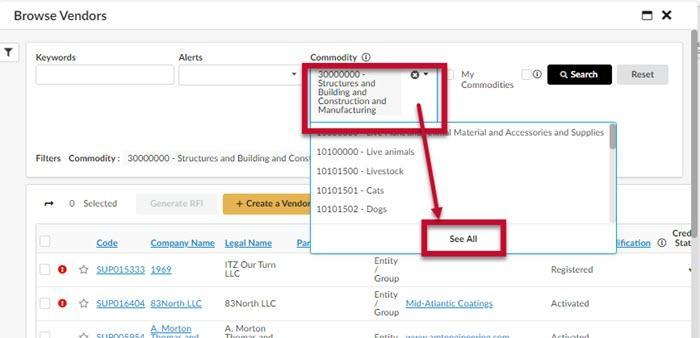 The Commodity field and the See All option.