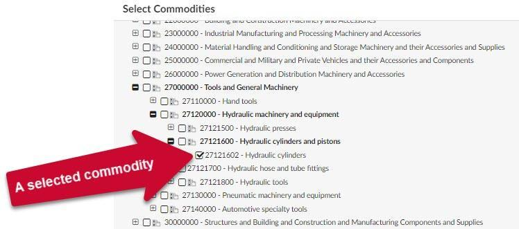 A selected commodity in the See All window.