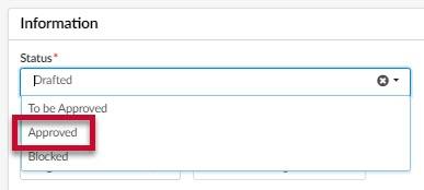 The Approved option for an attachment.