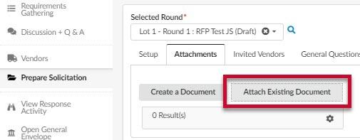 The Attach Existing Document button.