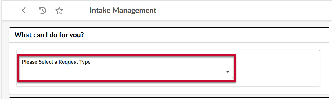 The Please Select a Request Type field