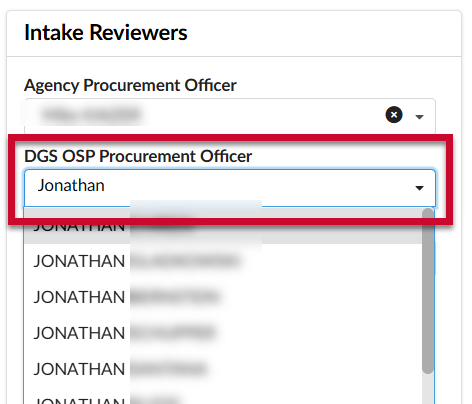 DGS OSP Procurement Officer Selector