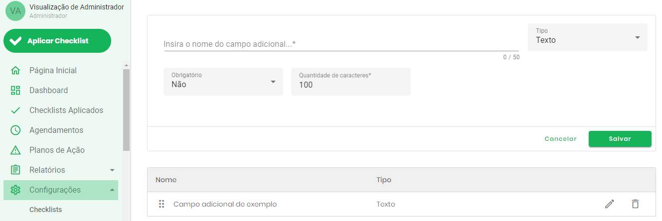 Exemplo de Campos Personalizados