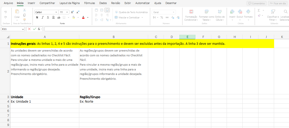 Importação de Vínculos de Regiões