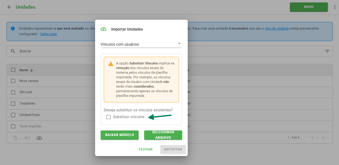 Opção Sobrescrever