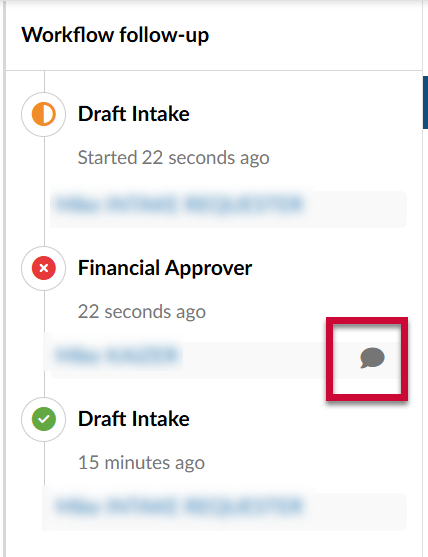 Comment icon in workflow