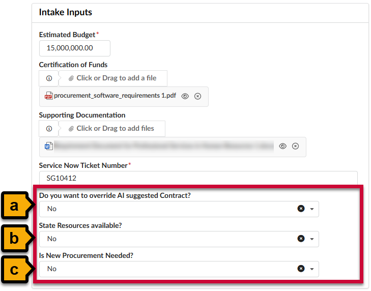 Intake Inputs diagram