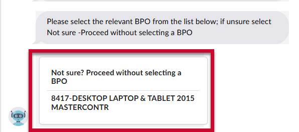 eMMA AI recommended contract and Not Sure option for an IT request