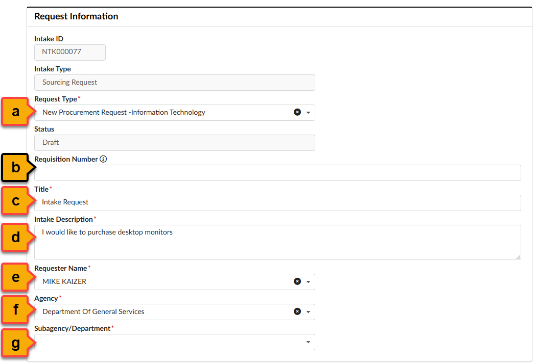 Annotated Request Information section image