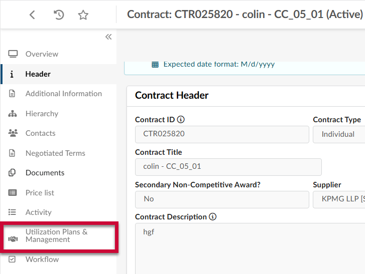 Utilization Plans & Management tab