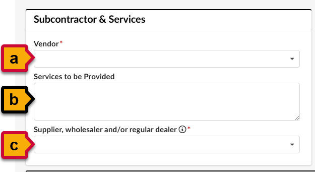 Annotated Subcontractor & Services section