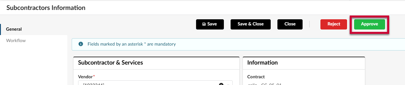 Approve button highlighted