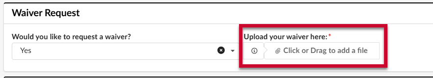 Upload your Waiver Here field