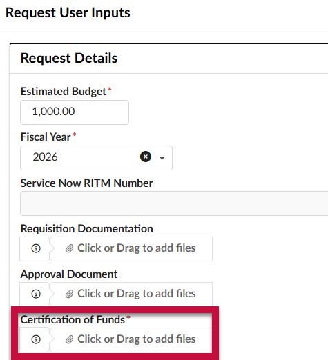The Certification of Funds field highlighted